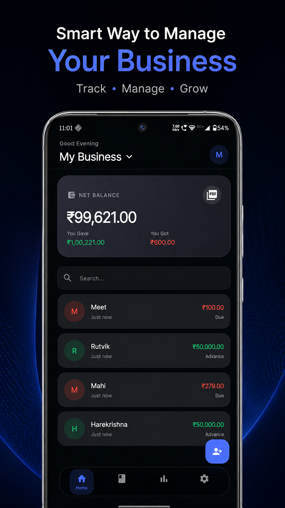 Home Screen – Dark Mode
